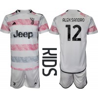 Billiga Juventus Alex Sandro #12 Barnkläder Borta fotbollskläder till baby 2023-24 Kortärmad (+ Korta byxor)